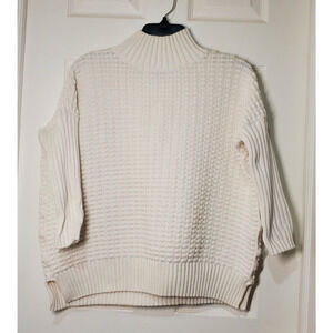 French Connection Women's S Chunky Seed Stitch Oversized Knit Sweater Cotton